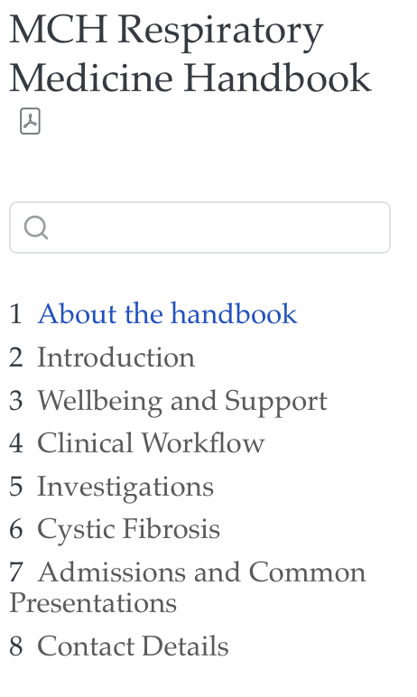 Table of Contents screenshot
